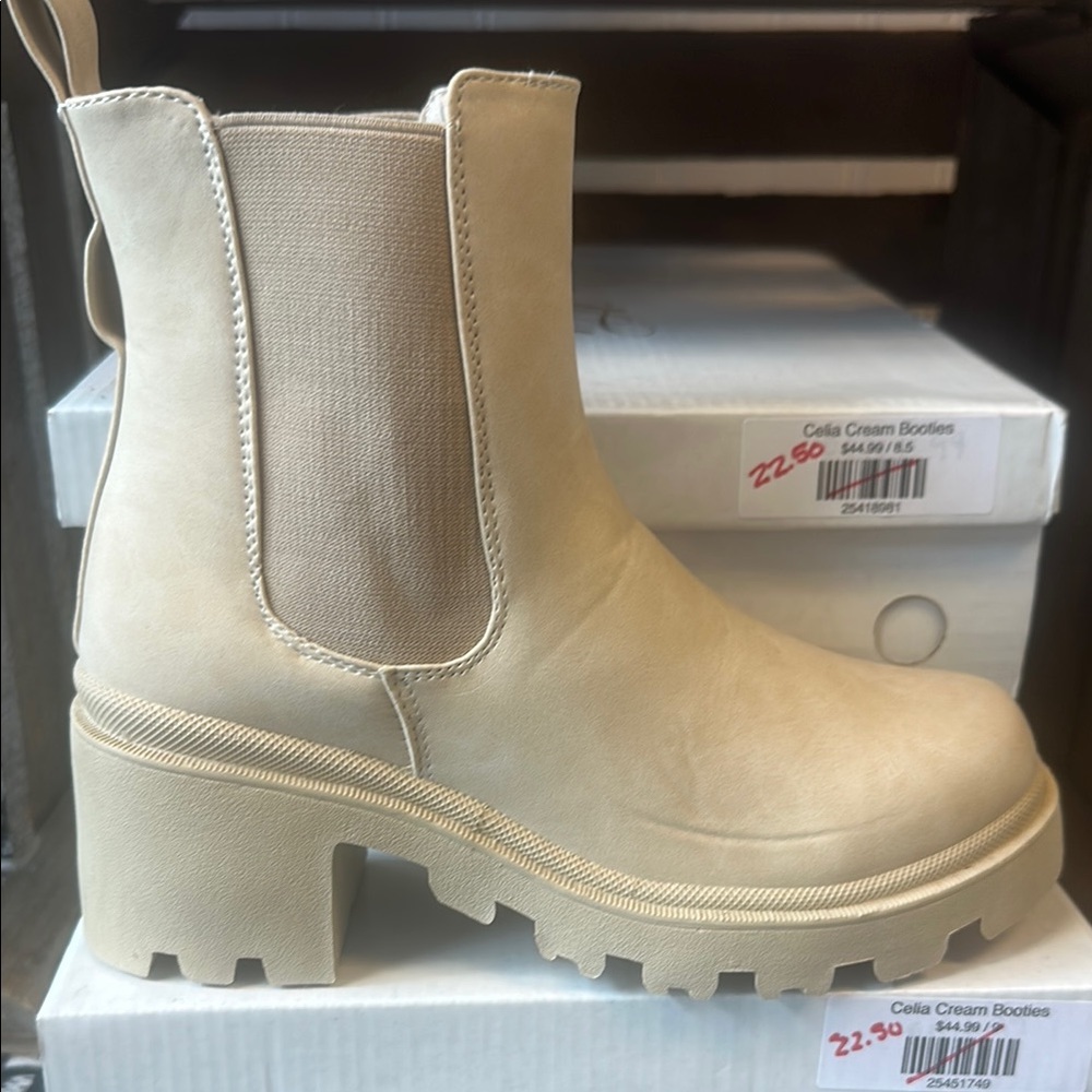 Cream Ankle Boots